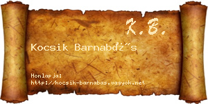 Kocsik Barnabás névjegykártya
