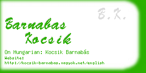 barnabas kocsik business card